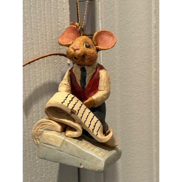 Kurt Adler Hole in the Wall Gang Mouse Accountant Ornament Adding Machine - Picture 1 of 4